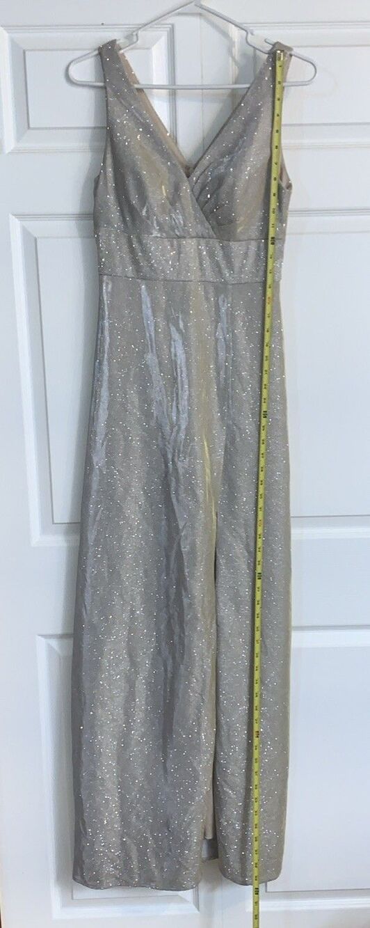 Oleg Cassini Formal Dress Gown Women’s 4‎ Champagne Metallic Prom Black Tie - Picture 4 of 15